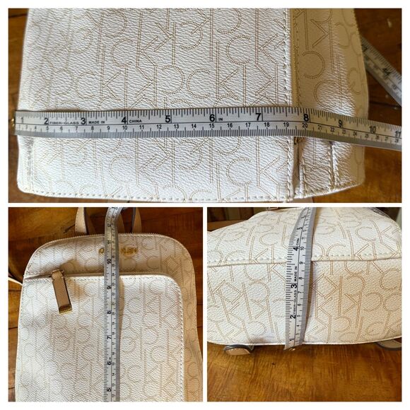 Calvin Klein Hudson Backpack White Tan Gold Monogram Half Zip Pre-Owned main image 10